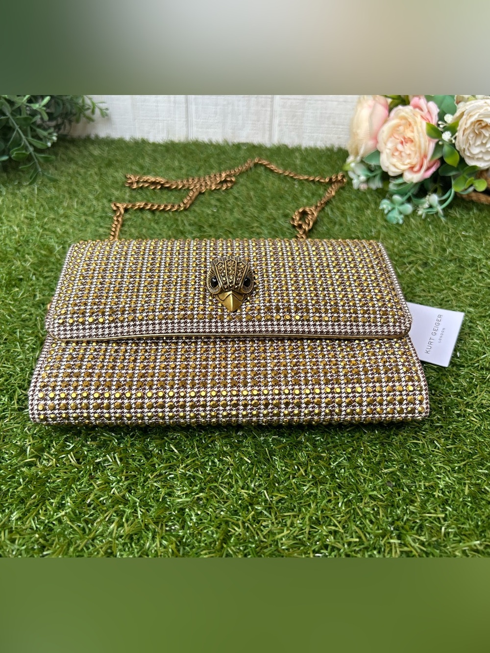 Kurt Geiger Kensington Beige Crystal Cross Body Bag  new/ dust bag - Picture 13 of 16